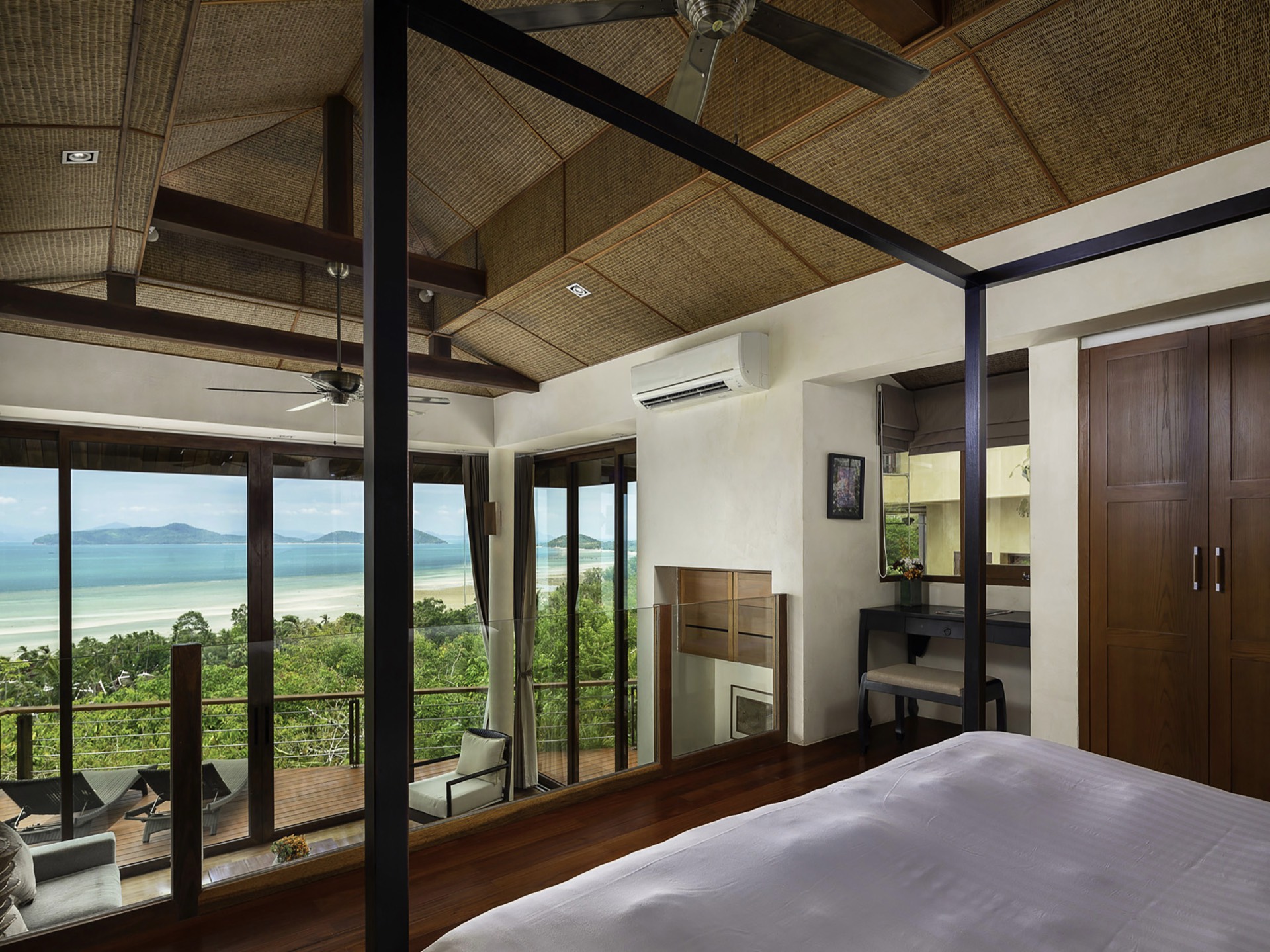 Luxurious master bedroom with ocean views in Koh Samui villa