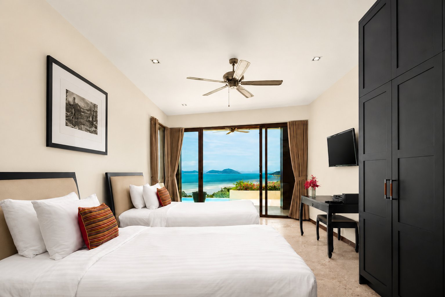 Poolside suite with twin beds and garden access